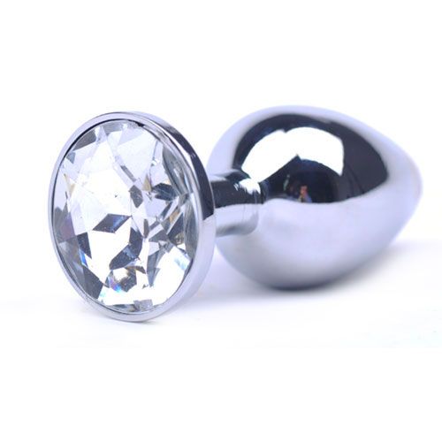 | Large Metal Anal Plug With Clear Crystal