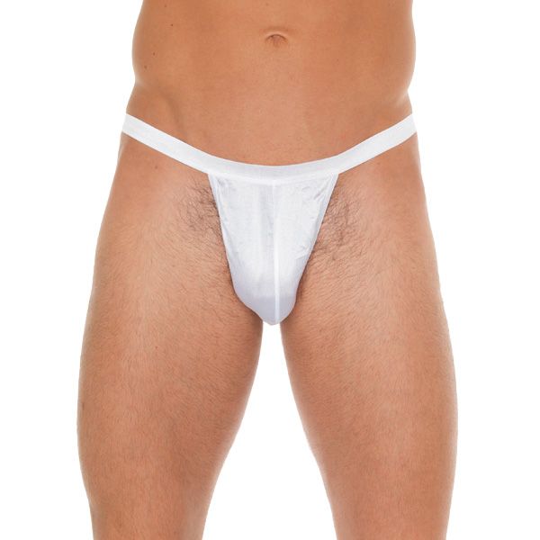 | Mens White GString With Small White Pouch