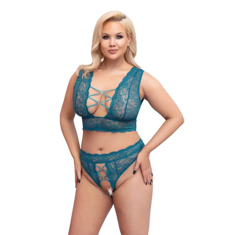 | Cottelli Curves Bralette and Crotchless Thong Set