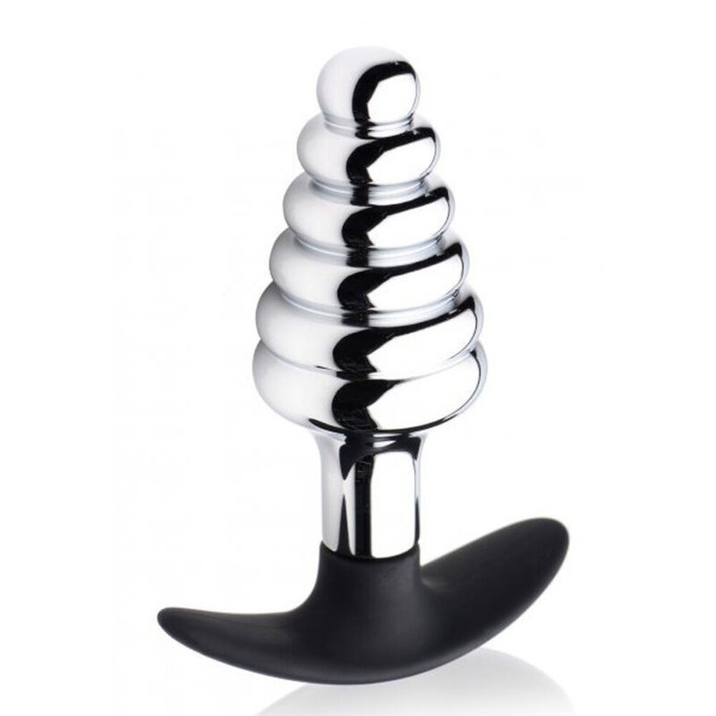 | Master Series Dark Hive Metal And Silicone Ribbed Anal Plug