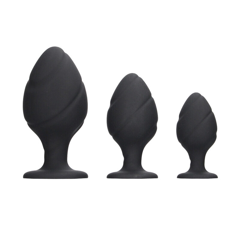 | Ouch Silicone Swirled Butt Plug Set Black