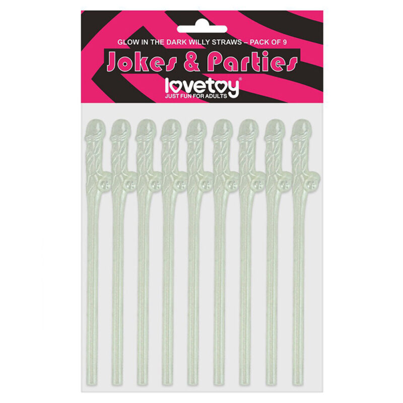 | Lovetoy Pack Of 9 Willy Straws Glow In The Dark