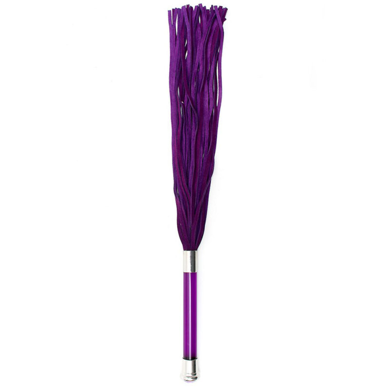 | Purple Suede Flogger With Glass Handle And Crystal