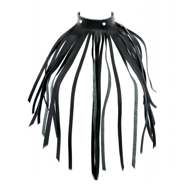 | The Red Leather Fringe Necklace Collar